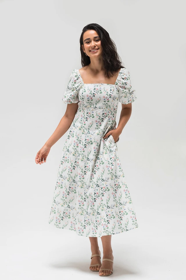 katheryn floral midi dress Finery London Kathryn Floral Jersey Midi T-Shirt Dress - Black Flower