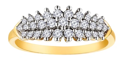.33 Carat of Lab Grown Diamonds Cluster Ring, 10kt Yellow Gold.....................NOW