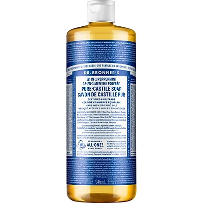 DR. BRONNER'S PURE-CASTILE LIQUID SOAP PEPPERMINT 946ML