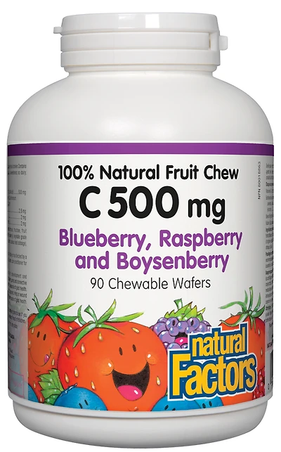 C 500 mg 100% Natural Fruit Chew, Blueberry, Raspberry and Boysenberry