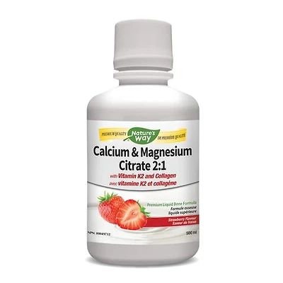 Calcium & Magnesium with K2 Liquid, Strawberry