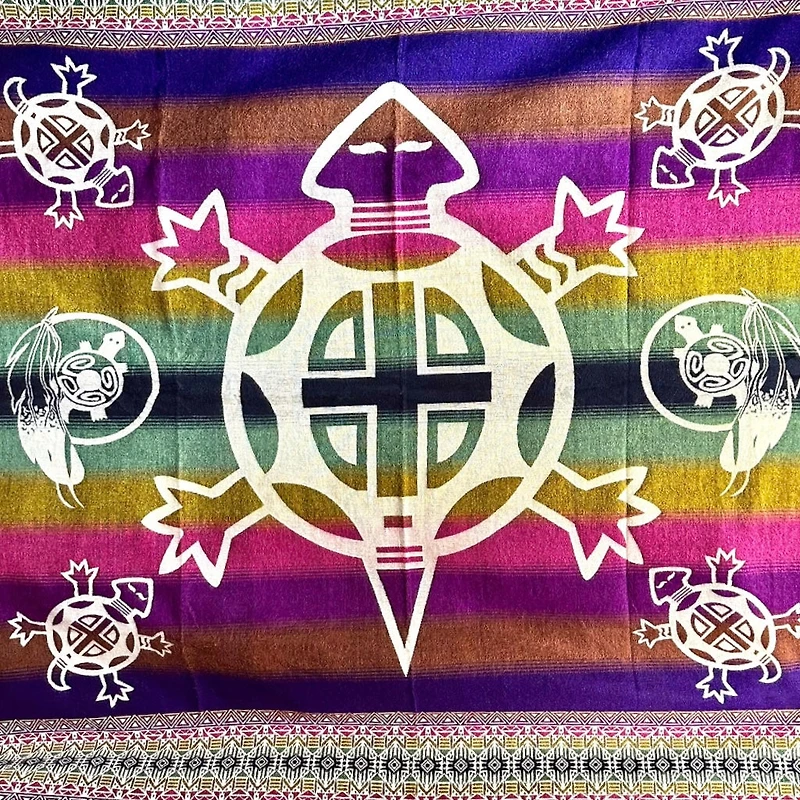 Alpaca Crafted Blanket- Multicoloured Turtle