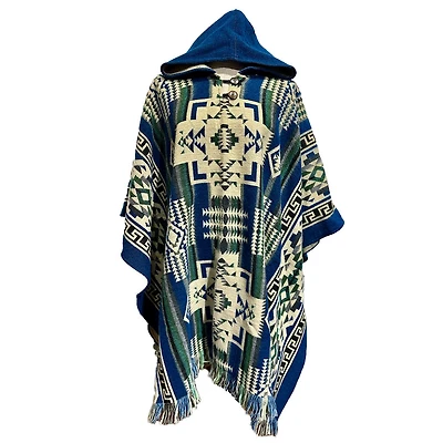 The Inca Poncho- Blue Green
