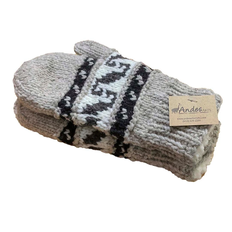 Llama Wool Grey Mittens
