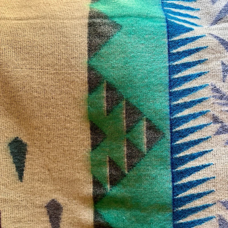 Alpaca Crafted Blanket- Geometric Turquoise