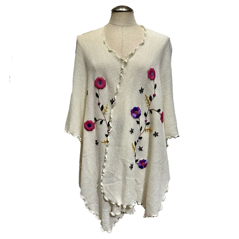 Embroidered Alpaca Poncho
