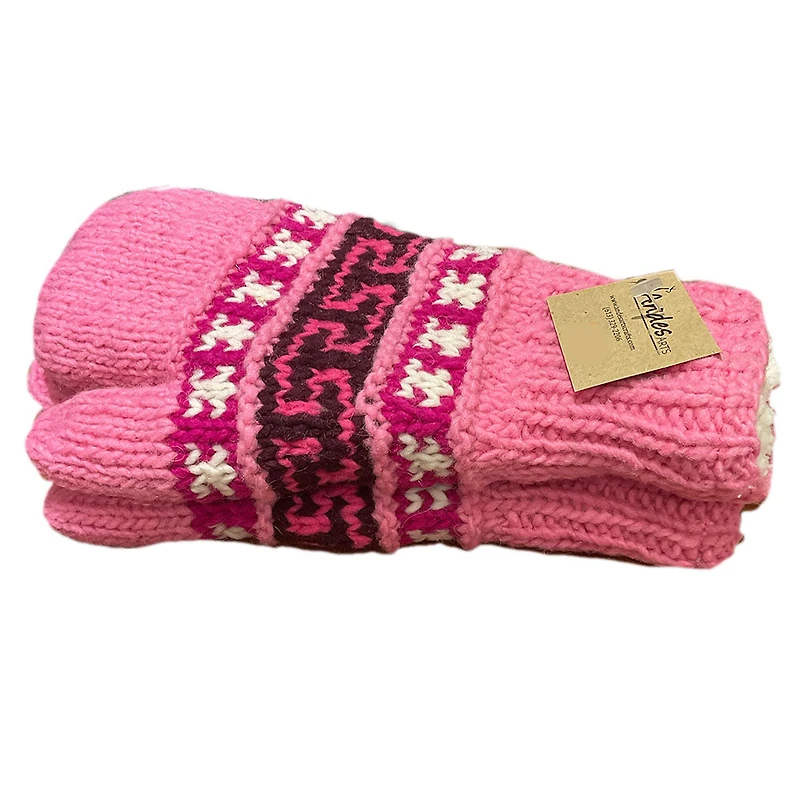 Llama Wool Mittens/ Pink