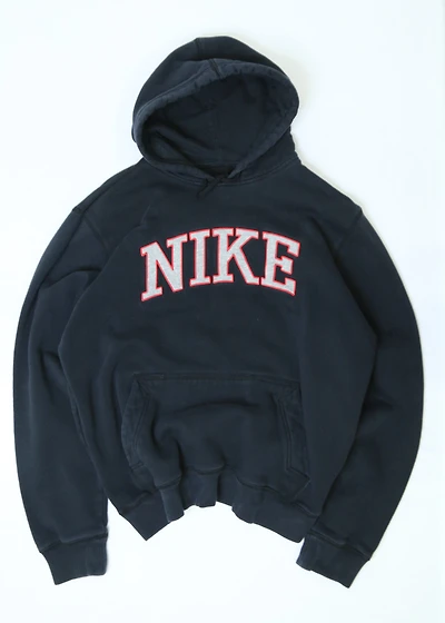 Men's Vintage Black Nike Logo Hoodie Size Large
