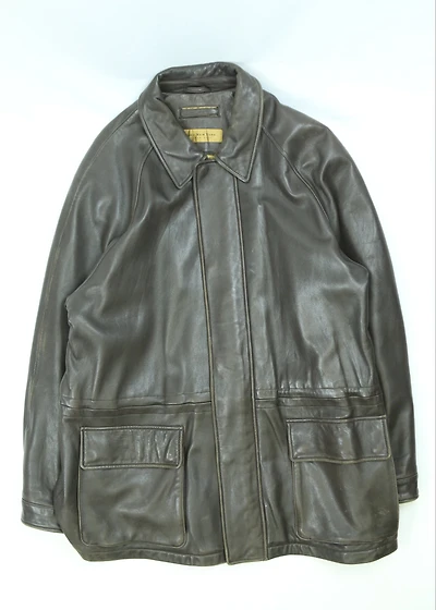 Men's Brown Marc New York Leather Jacket Size XL