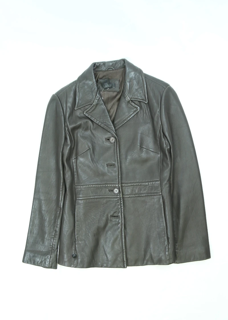 Women's Dark Brown Frenchi Leather Jacket Size Medium