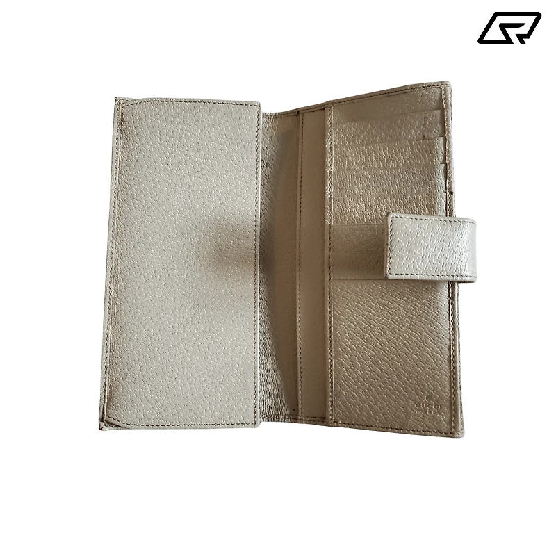 Womens Gucci Monogram Canvas & Leather Wallet Clutch