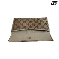 Womens Gucci Monogram Canvas & Leather Wallet Clutch
