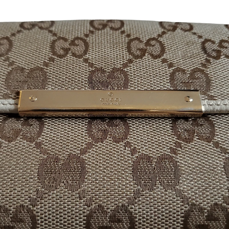 Womens Gucci Monogram Canvas & Leather Wallet Clutch