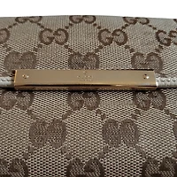 Womens Gucci Monogram Canvas & Leather Wallet Clutch