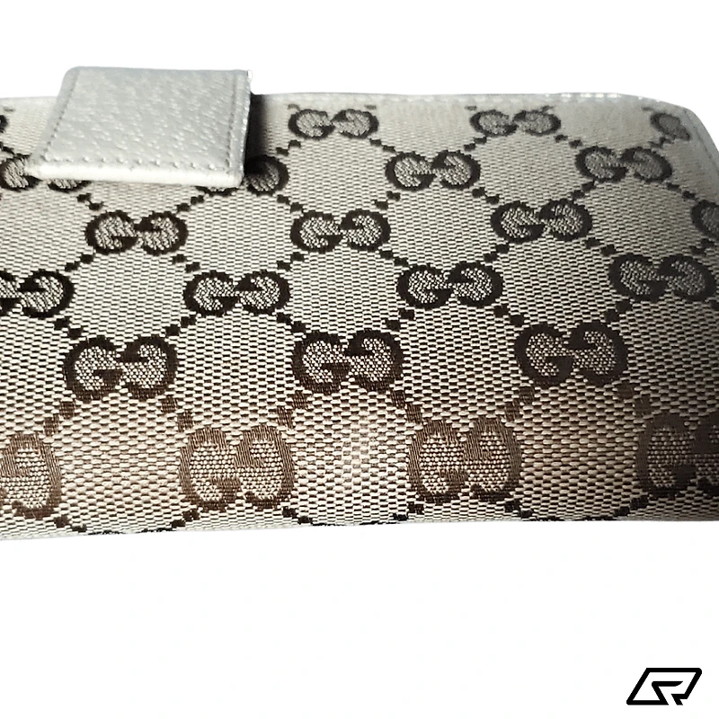 Womens Gucci Monogram Canvas & Leather Wallet Clutch
