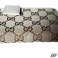 Womens Gucci Monogram Canvas & Leather Wallet Clutch