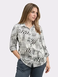 Roll Sleeve Multi-Print Top