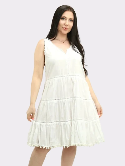 Ladder Lace Pom Dress
