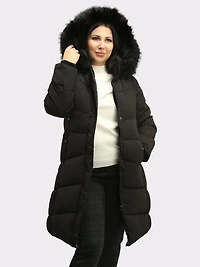 Faux Fur Detachable Hooded Coat