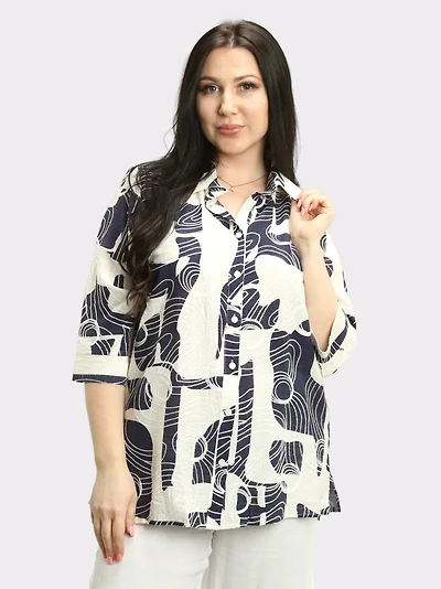 Embroidered Abstract Print Blouse