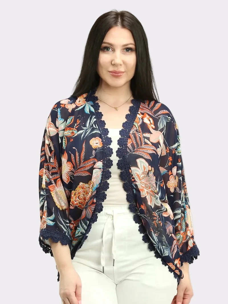 Tropical Botanical Kimono Cardigan