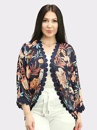 Tropical Botanical Kimono Cardigan
