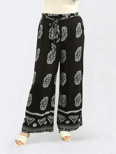 Boho Print Wide Leg Pants