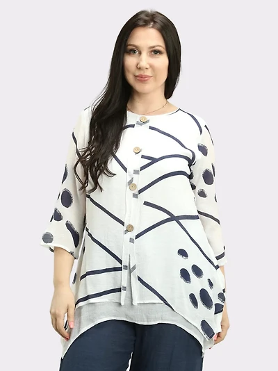 Stripe & Dot Layered Top