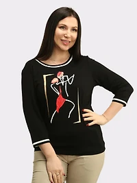 Graphic Dancing Couple Print Top