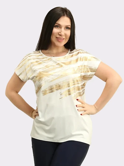 Gold Foil Abstract Print Top