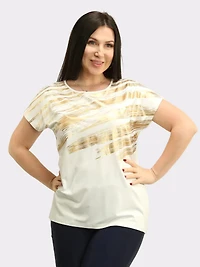 Gold Foil Abstract Print Top