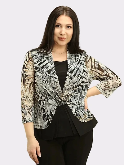 Leaf Print Fooler-Style Top