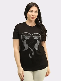 Rhinestone Embellished Cat Top
