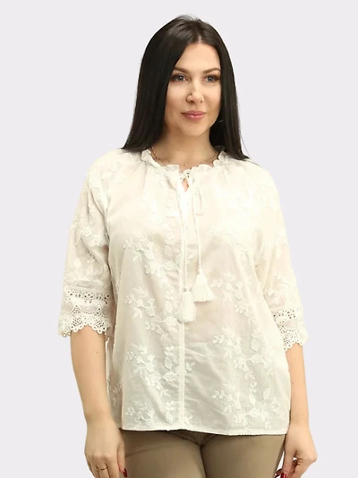 Embroidered Leaf Top