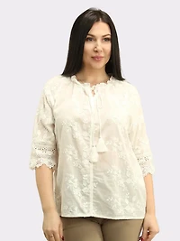 Embroidered Leaf Top