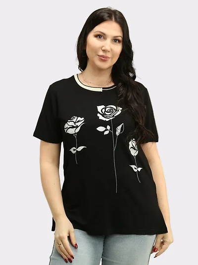 Rose Applique Rhinestone Top