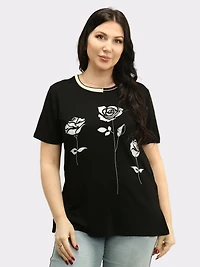 Rose Applique Rhinestone Top