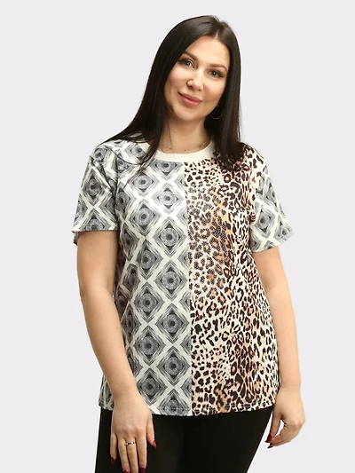 Animal & Geometric Print Top