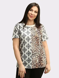 Animal & Geometric Print Top