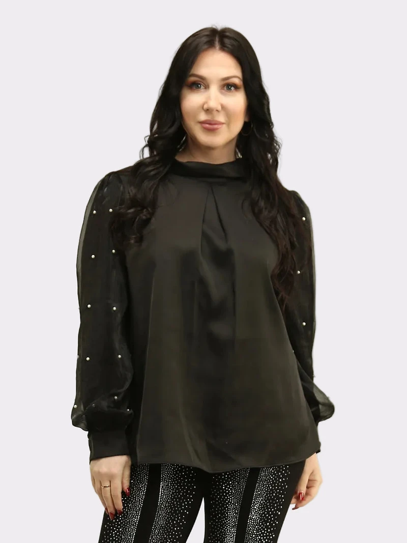 Satin Puff Sleeve Blouse
