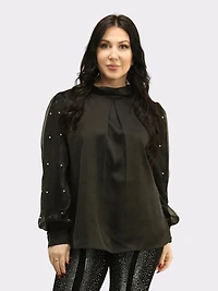 Satin Puff Sleeve Blouse