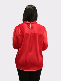 Satin Puff Sleeve Blouse