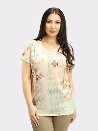 Rhinestone Printed Top
