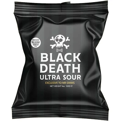 Mr. Simms Sweet Shoppe: Black Death Ultra Sour Hard Candy (Imported From England)