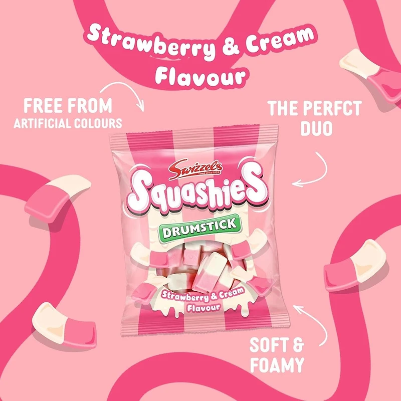 Swizzels Squashies Strawberry and Cream - 120g Imported From England