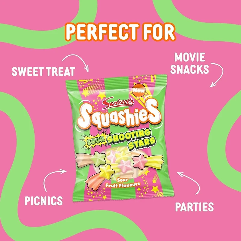 Swizzels Squashies Sour Shooting Stars - (100g) Imported From England