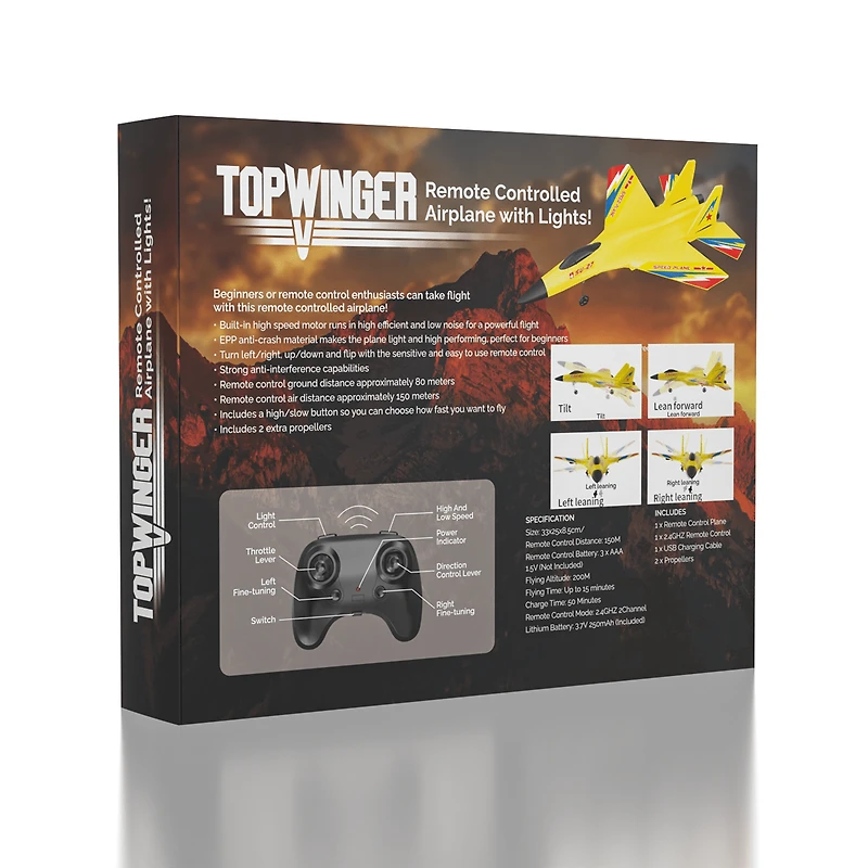 TopWinger: Remote Controlled Plane w/ Lights | Ships Assorted