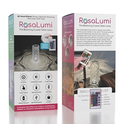 The RosaLumi LED Crystal Rose Table Lamp (16 Color Modes)
