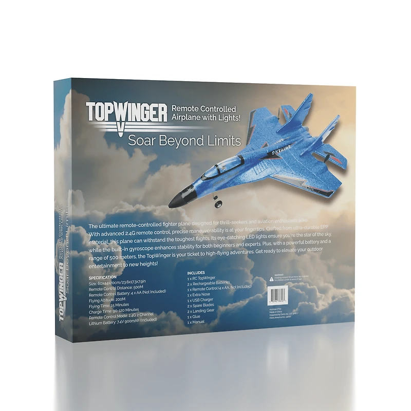 TopWinger: 2.4G Remote Control Fighter Jet with Extra Battery