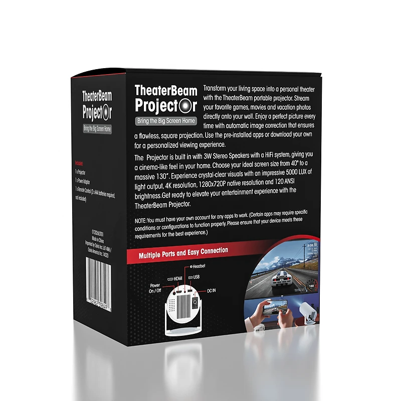 TheaterBeam Projector - Mini Round Projector For Ultimate Experience